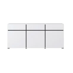 Garnero Arredamenti Madia 180x78h cm 3 ante 3 cassetti moderna nero Lolla Bianco Opaco Sale