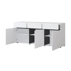 Garnero Arredamenti Madia 180x78h cm 3 ante 3 cassetti moderna nero Lolla Bianco Opaco Sale