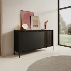 Garnero Arredamenti Madia 154x82h cm 2 ante 3 cassetti cannettato Ciar Nero Opaco Online