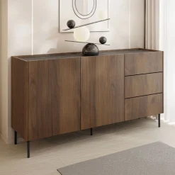 Garnero Arredamenti Madia 160x78h cm 2 ante 3 cassetti piano effetto marmo nero noce Caliva Sale