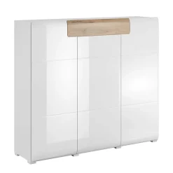 Garnero Arredamenti Madia 147x132h cm 3 ante 1 cassetto soggiorno bianco lucido rovere Tahiti Clearance