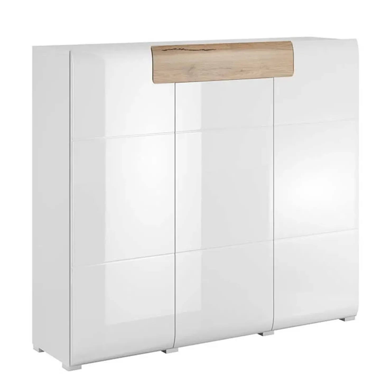Garnero Arredamenti Madia 147x132h cm 3 ante 1 cassetto soggiorno bianco lucido rovere Tahiti Clearance