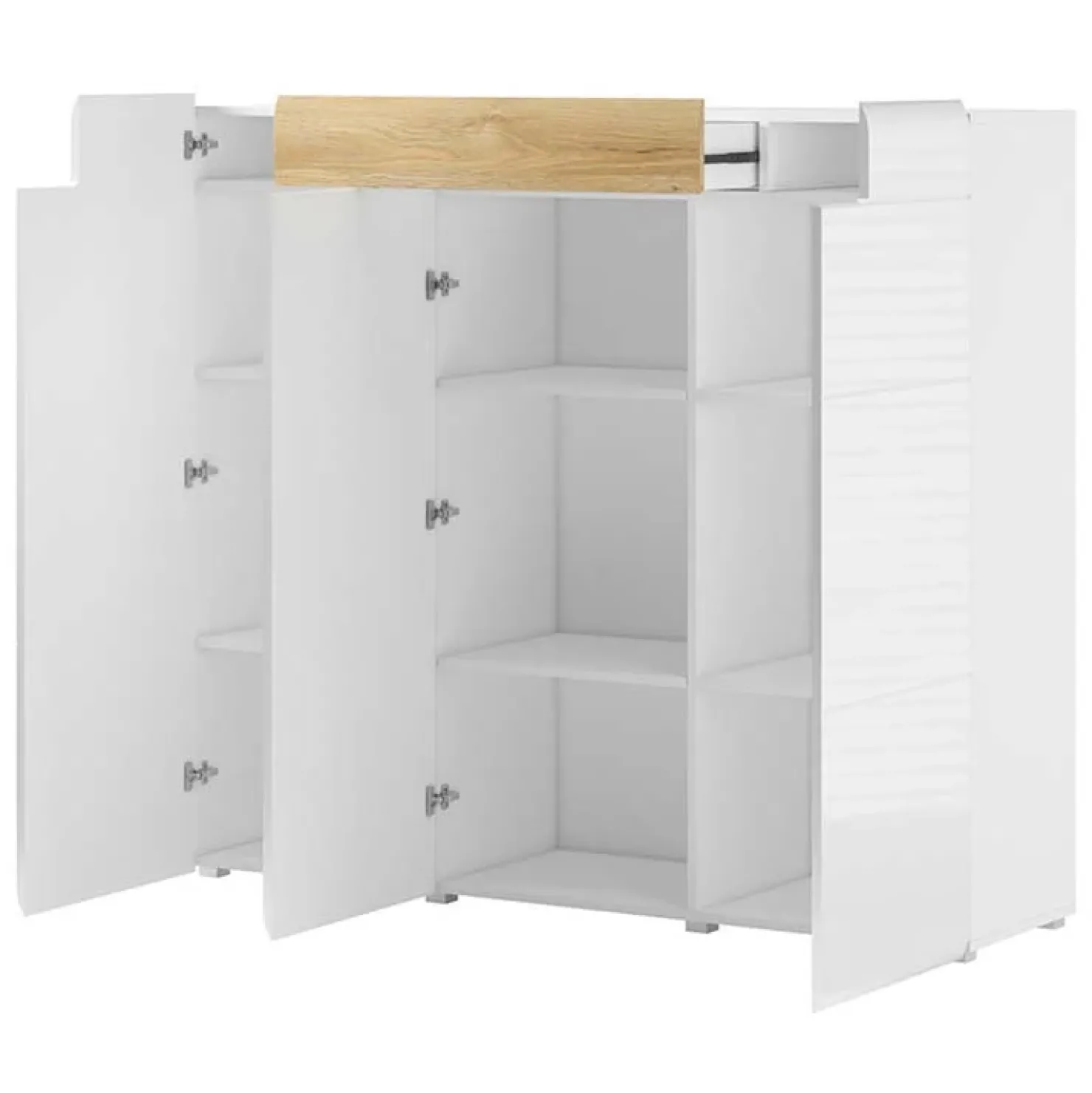 Garnero Arredamenti Madia 147x132h cm 3 ante 1 cassetto soggiorno bianco lucido rovere Tahiti Clearance