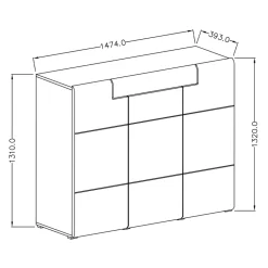 Garnero Arredamenti Madia 147x132h cm 3 ante 1 cassetto soggiorno bianco lucido rovere Tahiti Clearance
