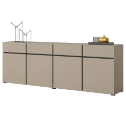 Garnero Arredamenti Madia 225x78h cm 4 ante 4 cassetti moderna nero Lolla Tortora