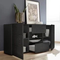 Garnero Arredamenti Madia 181x84h cm 2 ante 2 cassetti moderna grigio laccato lucido Paradise Antracite Sale