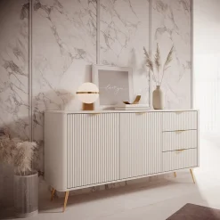 Garnero Arredamenti Madia 163x81h cm 2 ante 3 cassetti cannettato Ramis Beige Discount