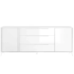Garnero Arredamenti Madia 205x84h cm 2 ante 3 cassetti moderna Tosca Bianco Lucido Sale