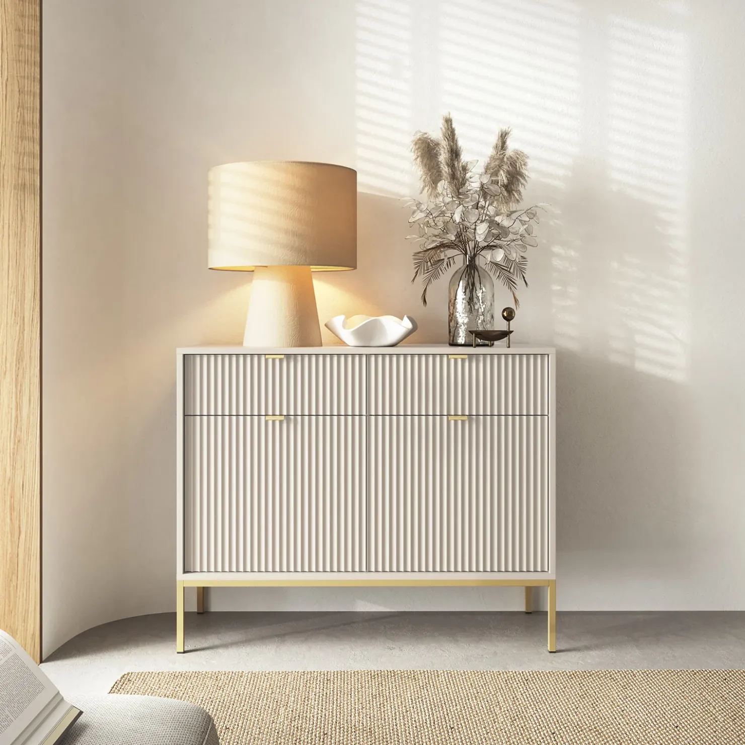 Garnero Arredamenti Madia 104x83h cm 2 ante 2 cassetti moderna design Alisa Beige Hot