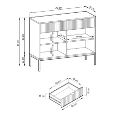 Garnero Arredamenti Madia 104x83h cm 2 ante 2 cassetti moderna design Alisa Beige Hot