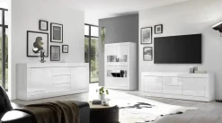 Garnero Arredamenti Madia 210x86h cm 2 ante 3 cassetti moderna Eternity Bianco Lucido Best