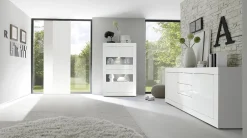 Garnero Arredamenti Madia 210x86h cm 2 ante 3 cassetti moderna Eternity Bianco Lucido Best