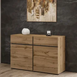 Garnero Arredamenti Madia 120x78h cm 2 ante 2 cassetti moderna nero Lolla Rovere Online