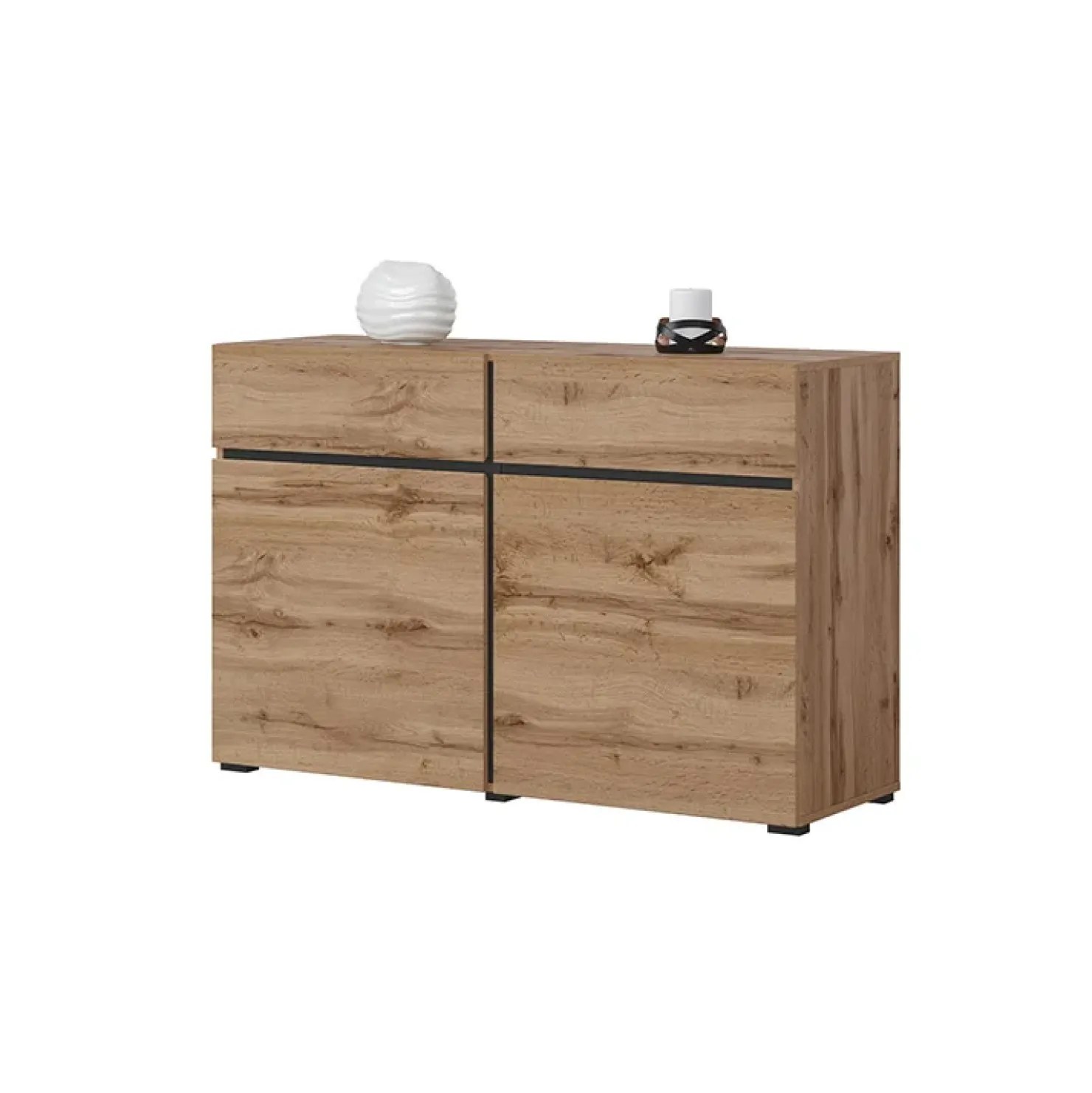 Garnero Arredamenti Madia 120x78h cm 2 ante 2 cassetti moderna nero Lolla Rovere Online