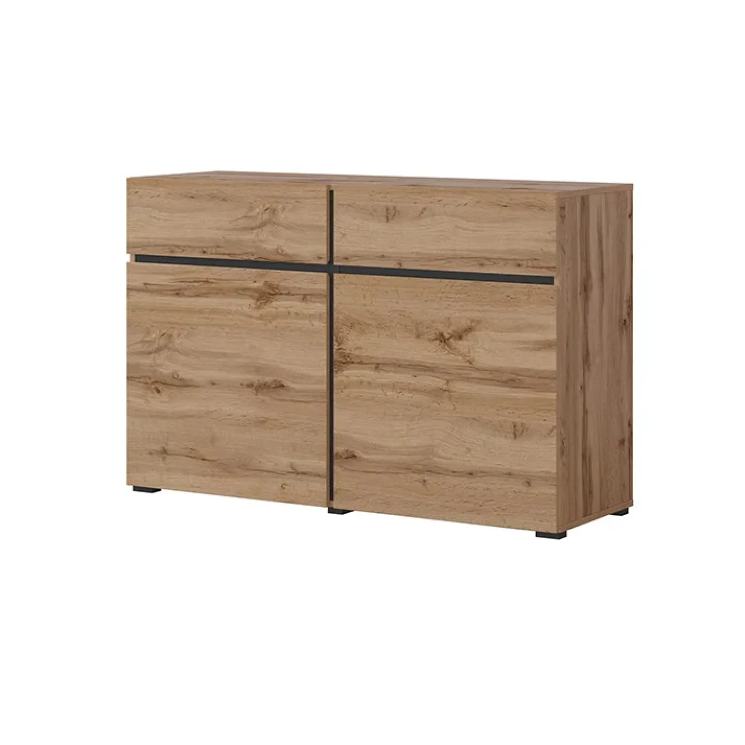 Garnero Arredamenti Madia 120x78h cm 2 ante 2 cassetti moderna nero Lolla Rovere Online