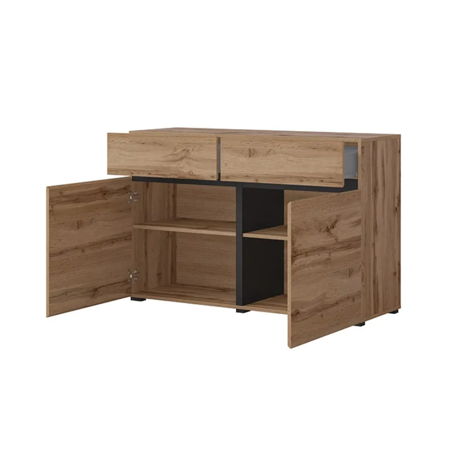 Garnero Arredamenti Madia 120x78h cm 2 ante 2 cassetti moderna nero Lolla Rovere Online