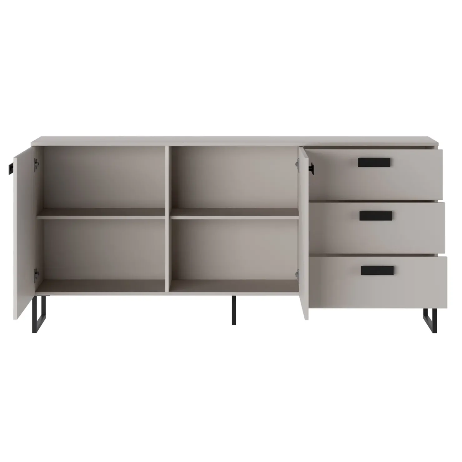 Garnero Arredamenti Madia 184x87h cm 2 ante 3 cassetti moderna beige cashmere nero Casmira Discount