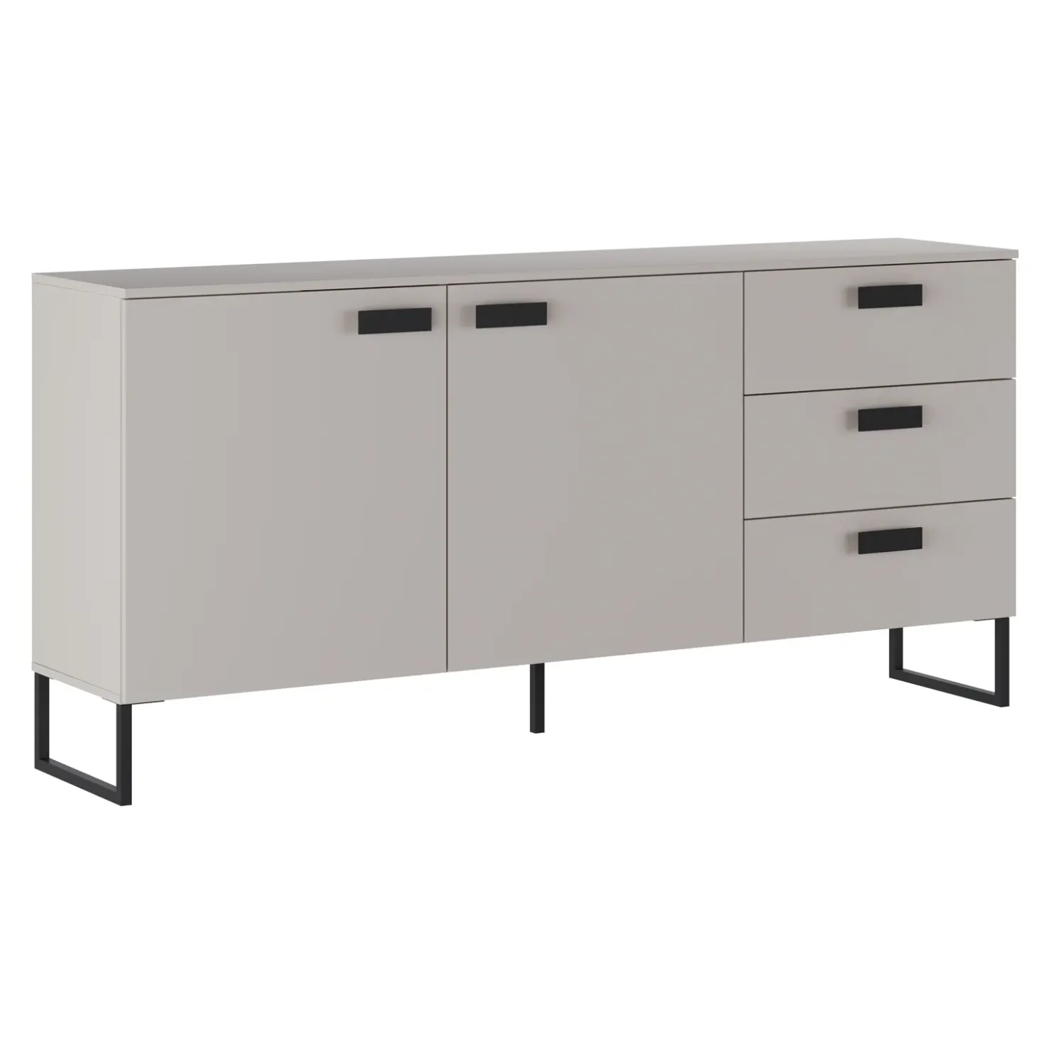 Garnero Arredamenti Madia 184x87h cm 2 ante 3 cassetti moderna beige cashmere nero Casmira Discount