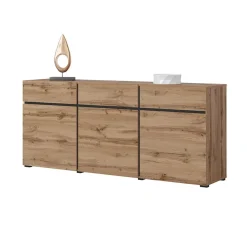 Garnero Arredamenti Madia 180x78h cm 3 ante 3 cassetti moderna nero Lolla Rovere Best