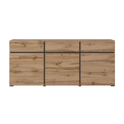 Garnero Arredamenti Madia 180x78h cm 3 ante 3 cassetti moderna nero Lolla Rovere Best