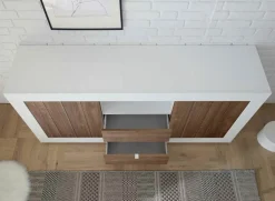 Garnero Arredamenti Madia 184x86h cm 2 ante 2 cassetti bianco lucido noce Florena Bianco Lucido - Noce Sale