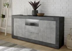 Garnero Arredamenti Madia 184x86h cm 2 ante 2 cassetti moderna ossido cemento Florena Ossido - Cemento