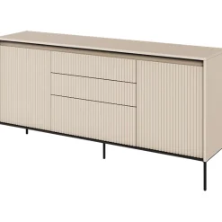 Garnero Arredamenti Madia 166x83h cm 2 ante 3 cassetti con led cannettato nero Camelia Beige