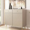 Garnero Arredamenti Madia 100x92h cm 2 ante 2 cassetti moderna con frontali decorati beige Simona Hot