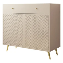 Garnero Arredamenti Madia 100x92h cm 2 ante 2 cassetti moderna con frontali decorati beige Simona Hot