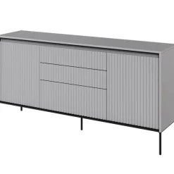 Garnero Arredamenti Madia 166x83h cm 2 ante 3 cassetti con led cannettato nero Camelia Grigio New