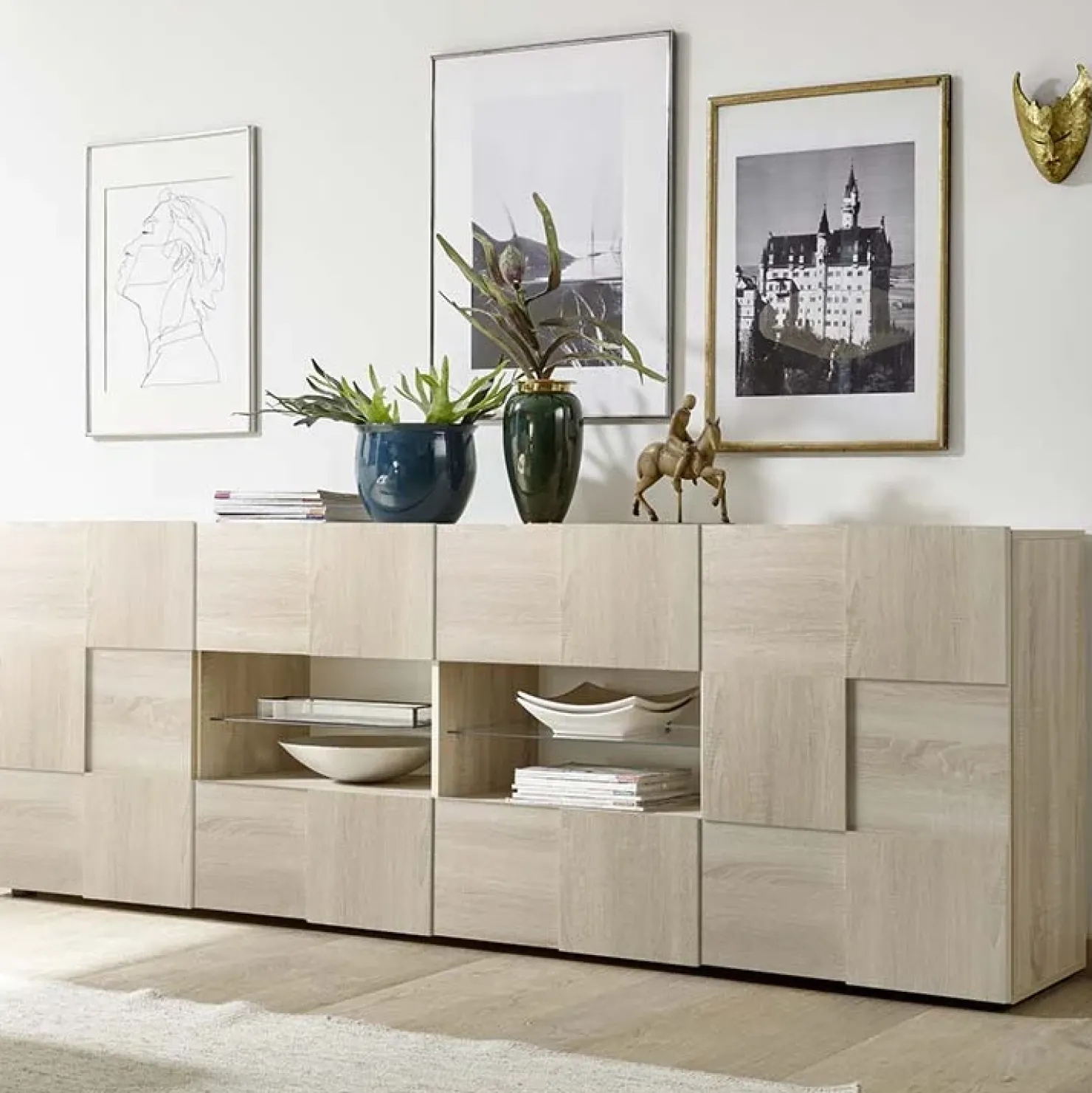 Garnero Arredamenti Madia 241x84h cm 2 ante 4 cassetti moderna samoa Obsession Rovere Online