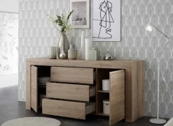 Garnero Arredamenti Madia 184x81h cm 2 ante 3 cassetti moderna Halston Rovere Best