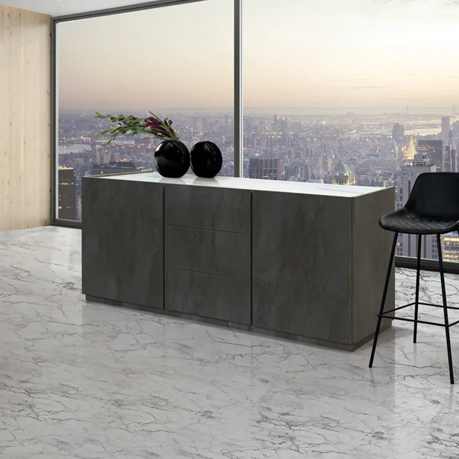 Garnero Arredamenti Madia 200x79h cm 2 ante 3 cassetti ossido bianco Blitz