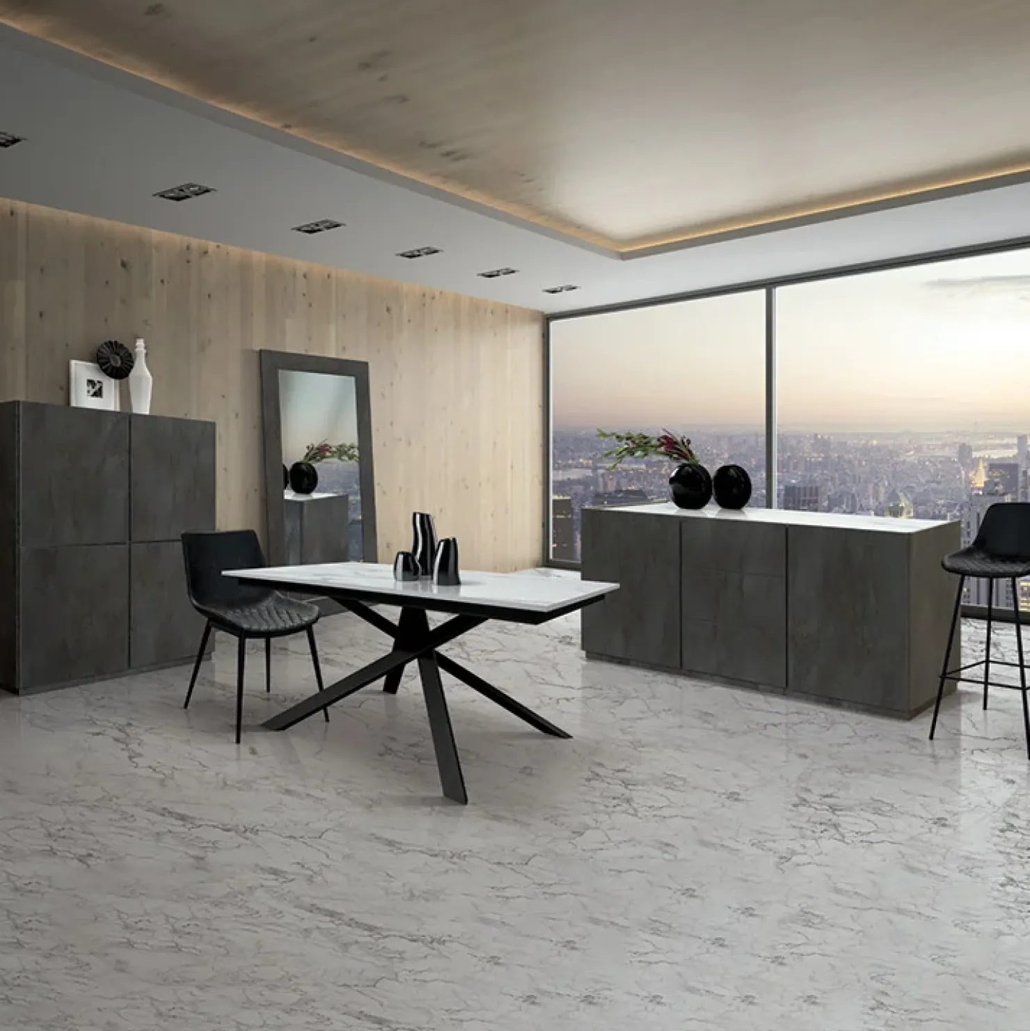 Garnero Arredamenti Madia 200x79h cm 2 ante 3 cassetti ossido bianco Blitz