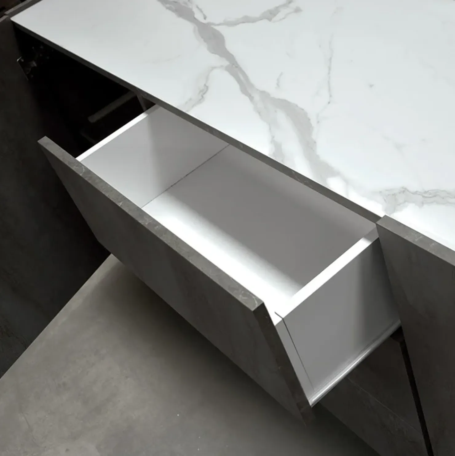 Garnero Arredamenti Madia 200x79h cm 2 ante 3 cassetti ossido bianco Blitz