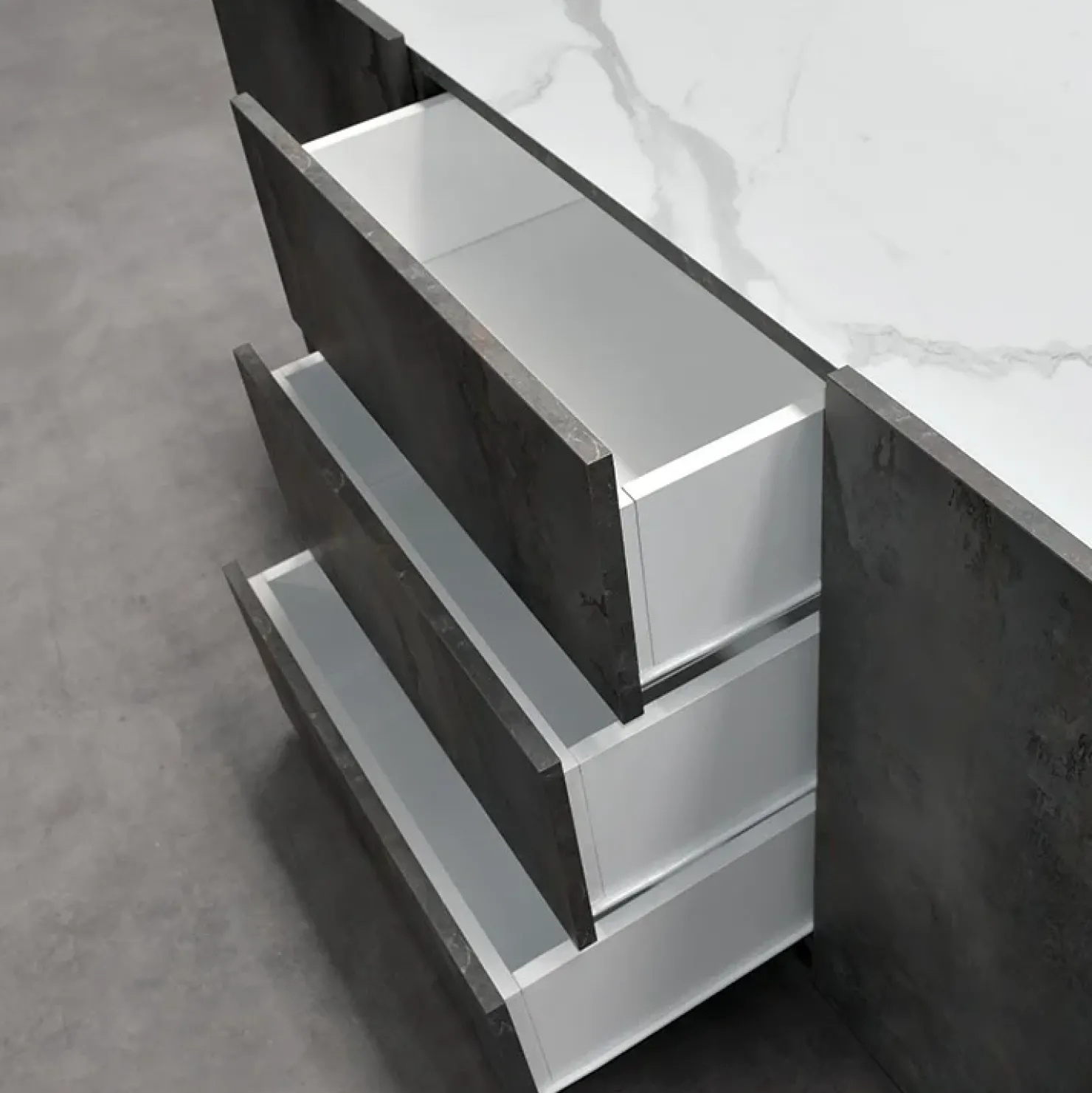 Garnero Arredamenti Madia 200x79h cm 2 ante 3 cassetti ossido bianco Blitz