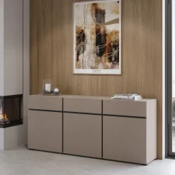 Garnero Arredamenti Madia 180x78h cm 3 ante 3 cassetti moderna nero Lolla Tortora Hot