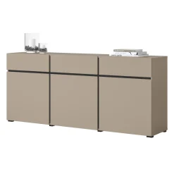 Garnero Arredamenti Madia 180x78h cm 3 ante 3 cassetti moderna nero Lolla Tortora Hot