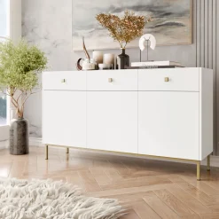 Garnero Arredamenti Madia 155x85h cm 3 ante 3 cassetti soggiorno Giuggiola Bianco Opaco Outlet