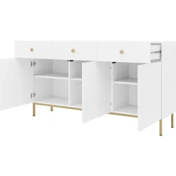 Garnero Arredamenti Madia 155x85h cm 3 ante 3 cassetti soggiorno Giuggiola Bianco Opaco Outlet