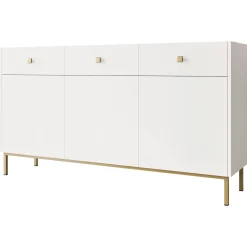 Garnero Arredamenti Madia 155x85h cm 3 ante 3 cassetti soggiorno Giuggiola Bianco Opaco Outlet