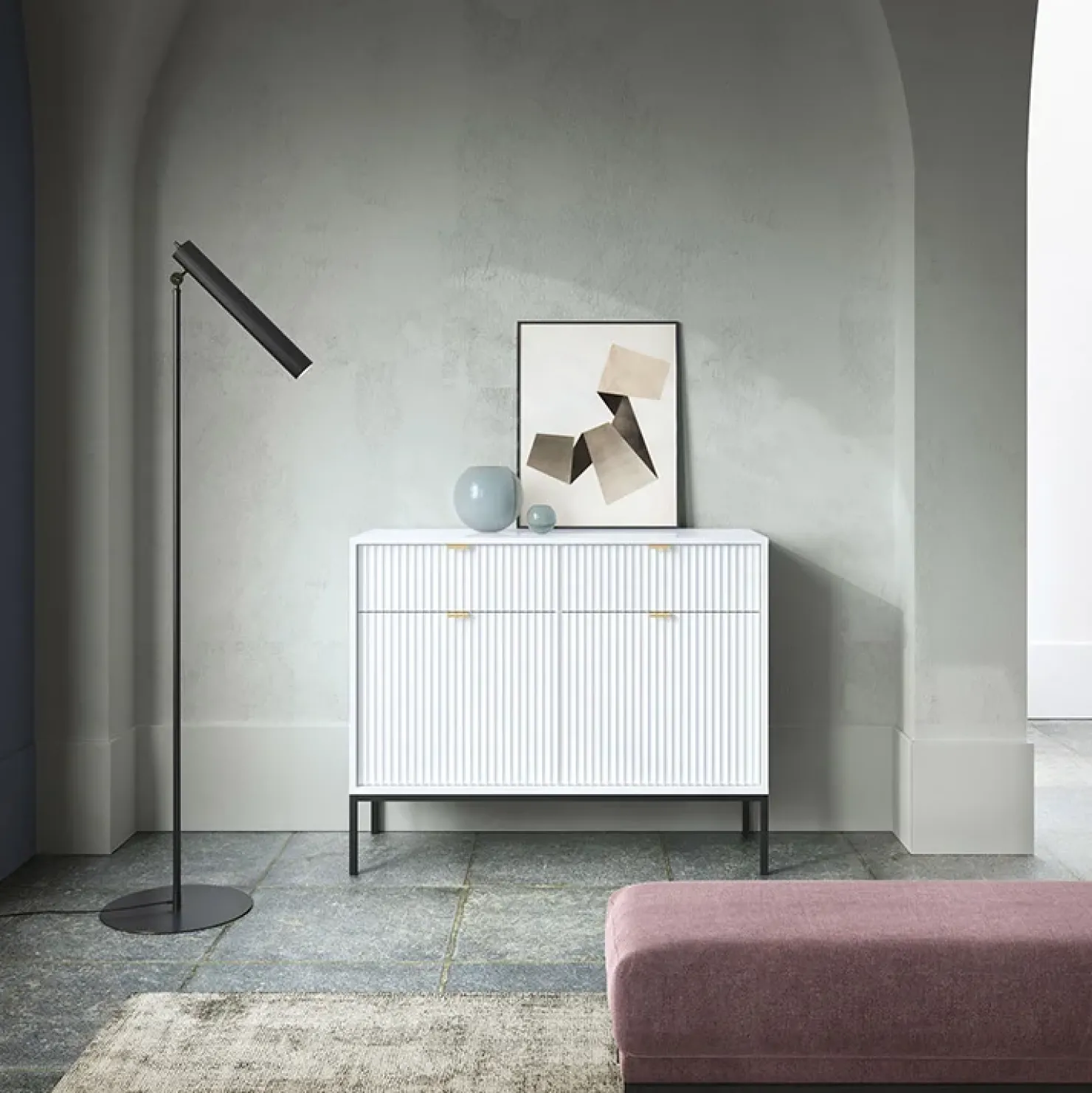 Garnero Arredamenti Madia 104x83h cm 2 ante 2 cassetti moderna bianco Alisa Bianco Opaco Outlet