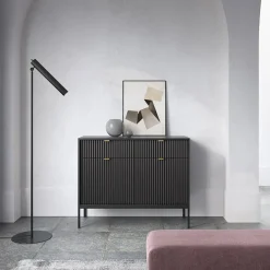 Garnero Arredamenti Madia 104x83h cm 2 ante 2 cassetti moderna nero Alisa Nero Opaco Clearance