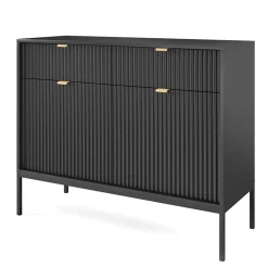 Garnero Arredamenti Madia 104x83h cm 2 ante 2 cassetti moderna nero Alisa Nero Opaco Clearance