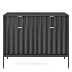 Garnero Arredamenti Madia 104x83h cm 2 ante 2 cassetti moderna nero Alisa Nero Opaco Clearance