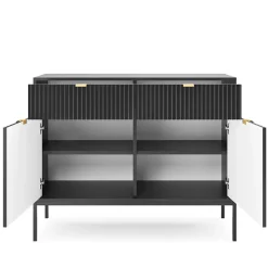 Garnero Arredamenti Madia 104x83h cm 2 ante 2 cassetti moderna nero Alisa Nero Opaco Clearance