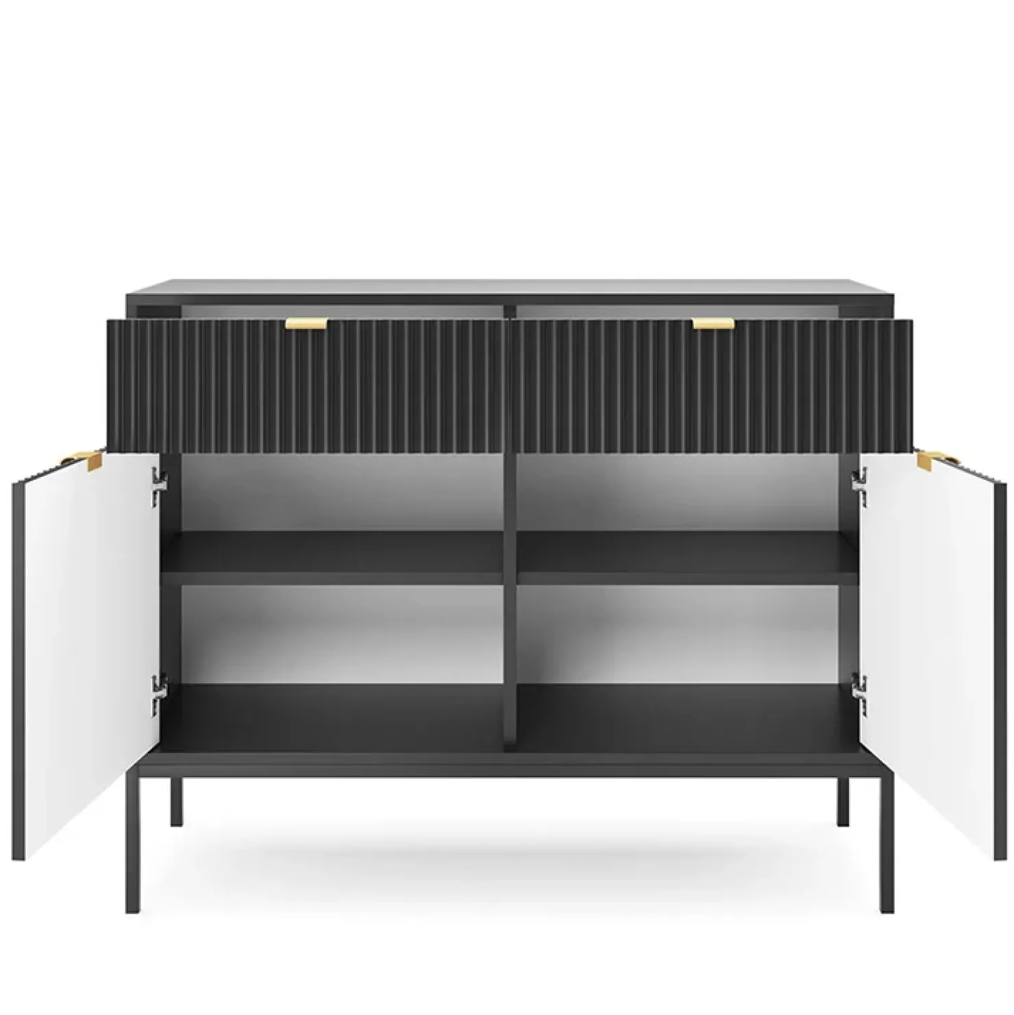 Garnero Arredamenti Madia 104x83h cm 2 ante 2 cassetti moderna nero Alisa Nero Opaco Clearance