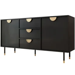 Garnero Arredamenti Madia 150x78h cm 2 ante 3 cassetti moderna nero oro Oriana Best