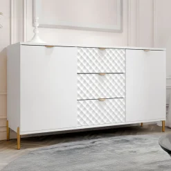 Garnero Arredamenti Madia 150x85h cm 2 ante 3 cassetti con frontali decorati bianco Amsterdam Outlet