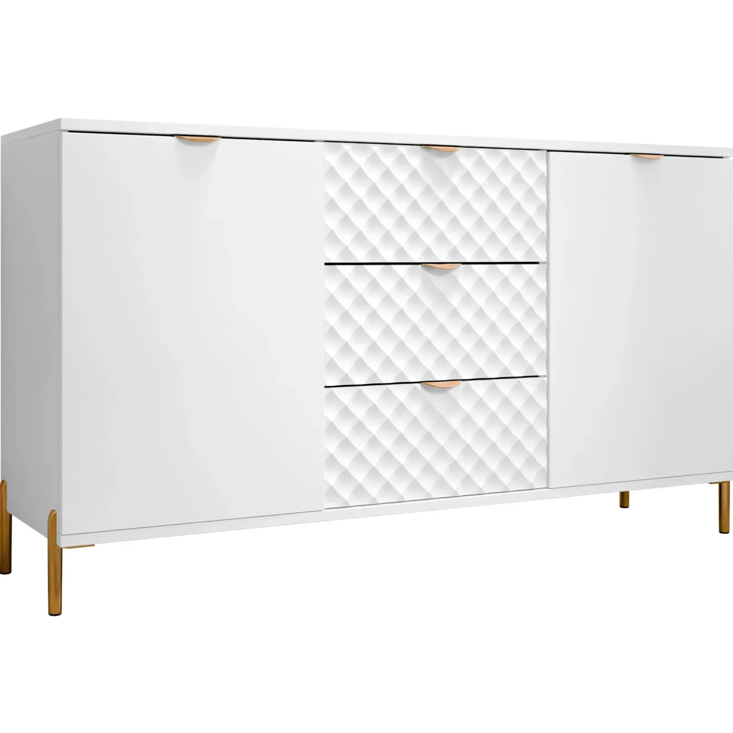 Garnero Arredamenti Madia 150x85h cm 2 ante 3 cassetti con frontali decorati bianco Amsterdam Outlet